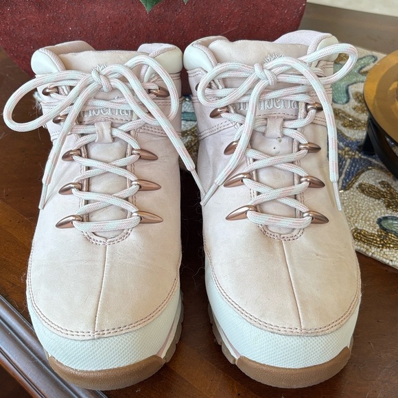 Timberland Euro Hiker Sprint Mid Light Pink Nubuck Leather Women's Boots Lace Up - Picture 5 of 15